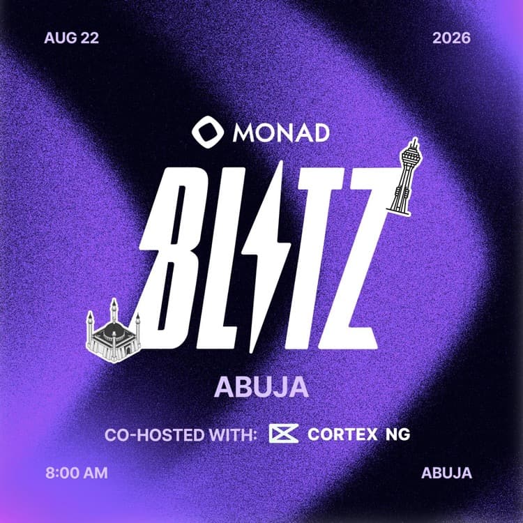 Monad Blitz Abuja Hackathon poster for August 22, 2026